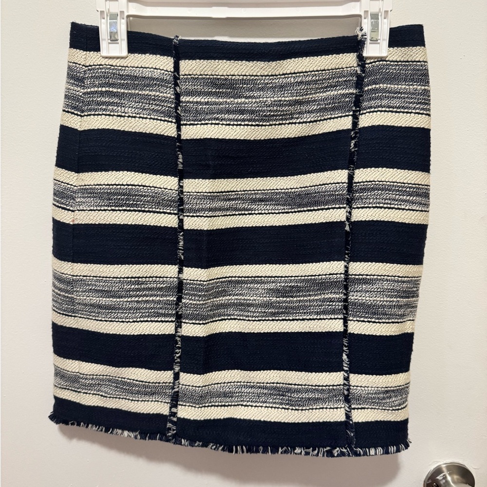 Banana Republic Navy and Cream Striped Pencil Skirt